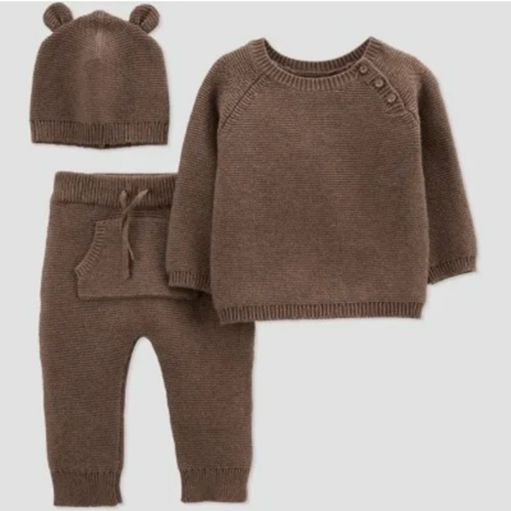 Carter’s Hust One You 3-Piece Brown Knit Set - 6 Months